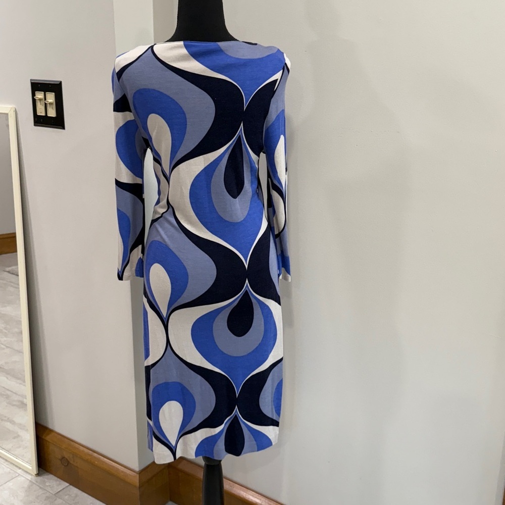 Boden mod swirl half sleeve knee length midi dress retro size 6 R - Picture 4 of 7